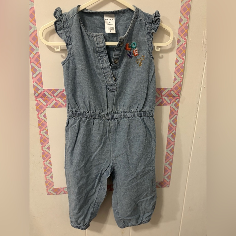 Carter's Light Blue Denim Romper